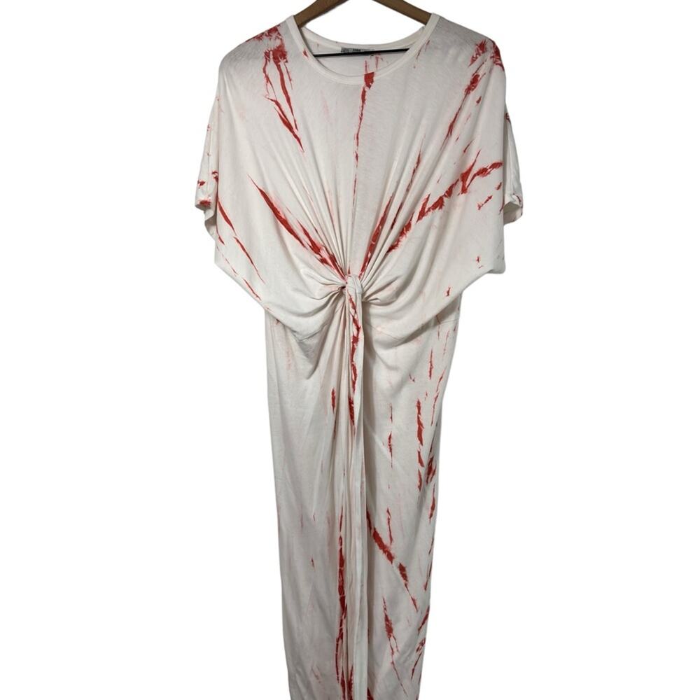 ZARA COLLECTION WHITE RED ORANGE WOMEN LONG WRAP TIE DYE DRESS SIZE MEDIUM